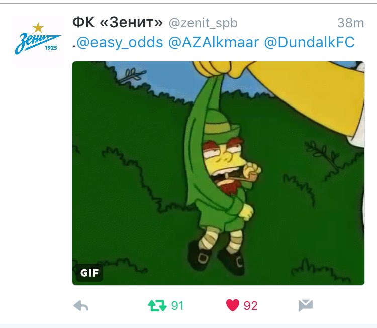 Zenit Controversial Tweet Dundalk