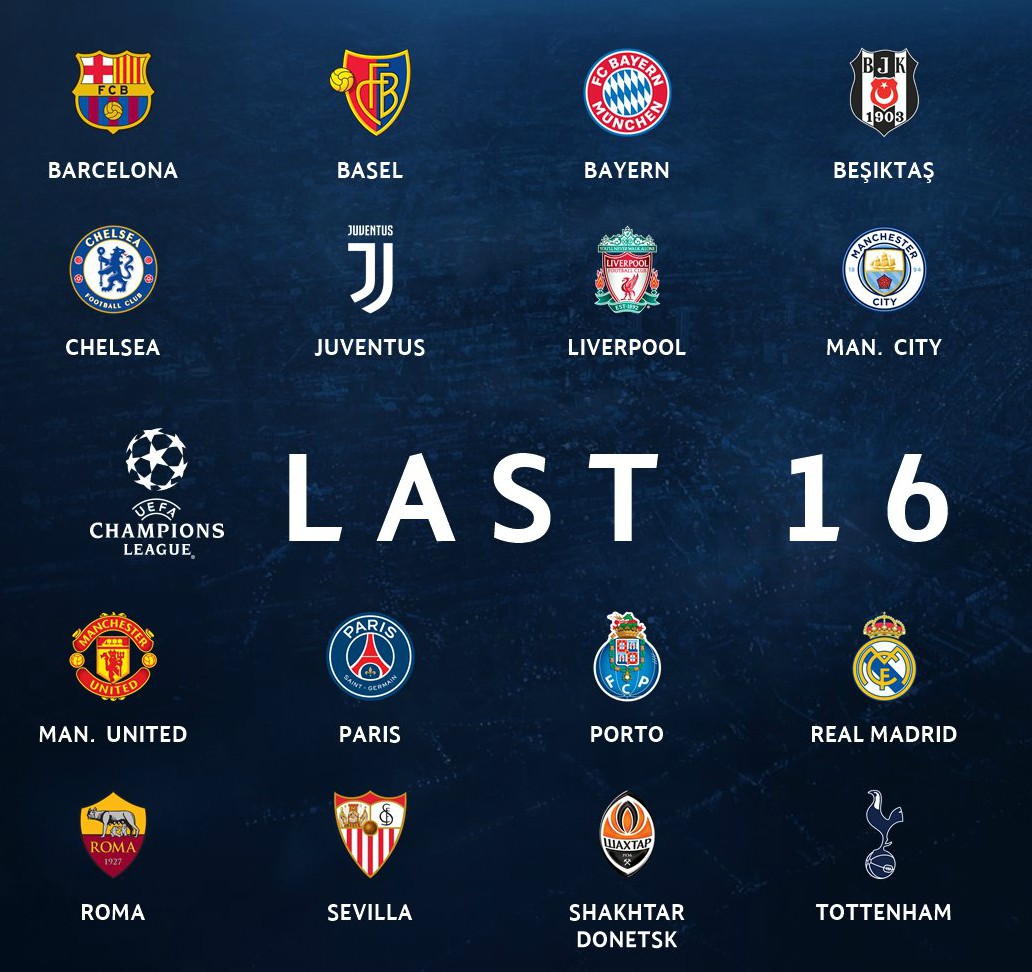 final 16 champions league 2018