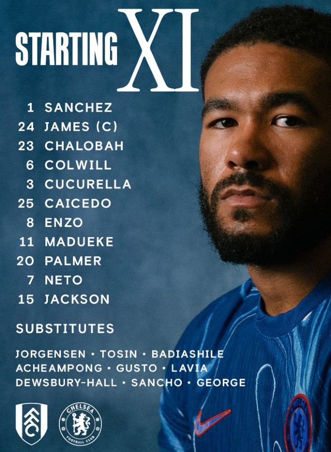 Chelsea FC starting lineup vs Fulham FC April 2025