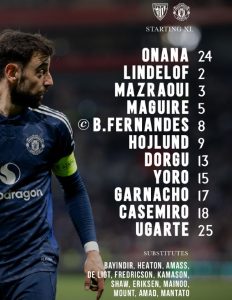 EL | Official Athletic Bilbao vs Manchester United FC Lineups Timeline ...