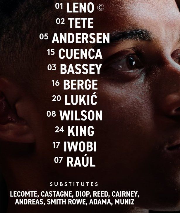 Fulham FC starting lineup vs Brighton FC 2025