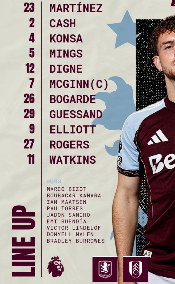 Aston Villa FC vs Fulham FC Lineups 2025 September