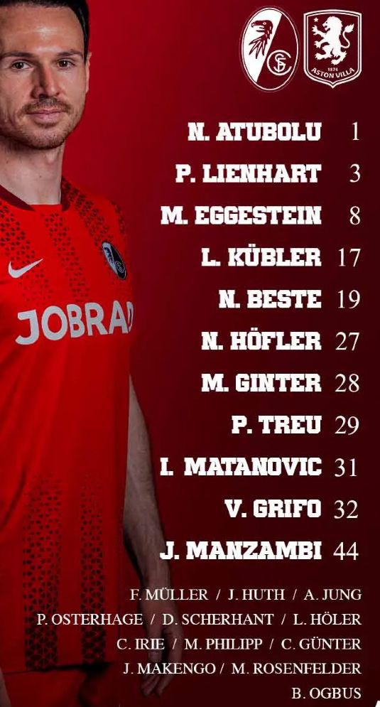 SC Freiburg vs Aston Villa Lineups 2026 Europa League Final